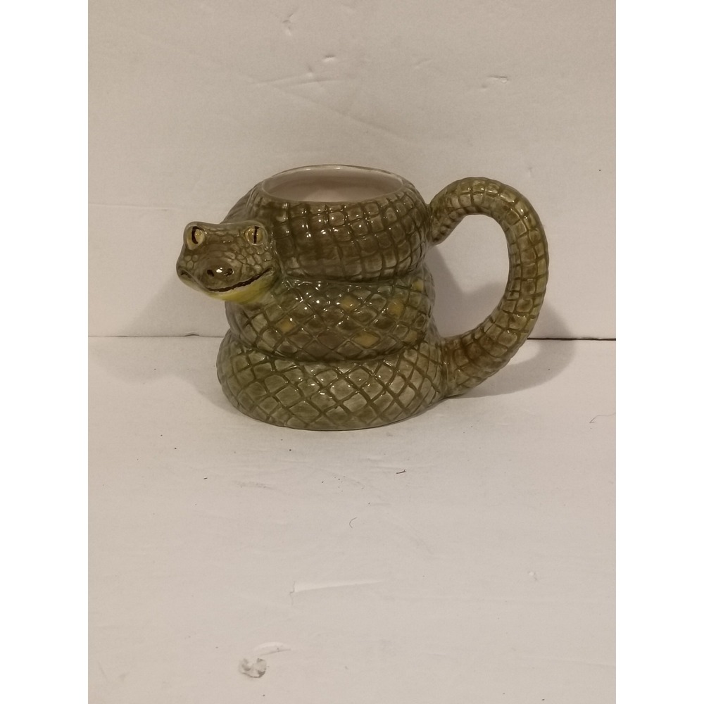 Snake Love Cup With Handle. Charmer Mug Green Snake.